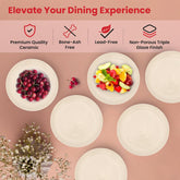Kuber Industries 20 Pcs Ceramic Dinner Set | Dishwasher & Microwave Safe | Crockery Set for Dining & Gifting | 6 Pcs Full Plates & 6 Pcs Half Plate & 2 Pcs Serving Bowl & 6 Pcs Bowl | Cream